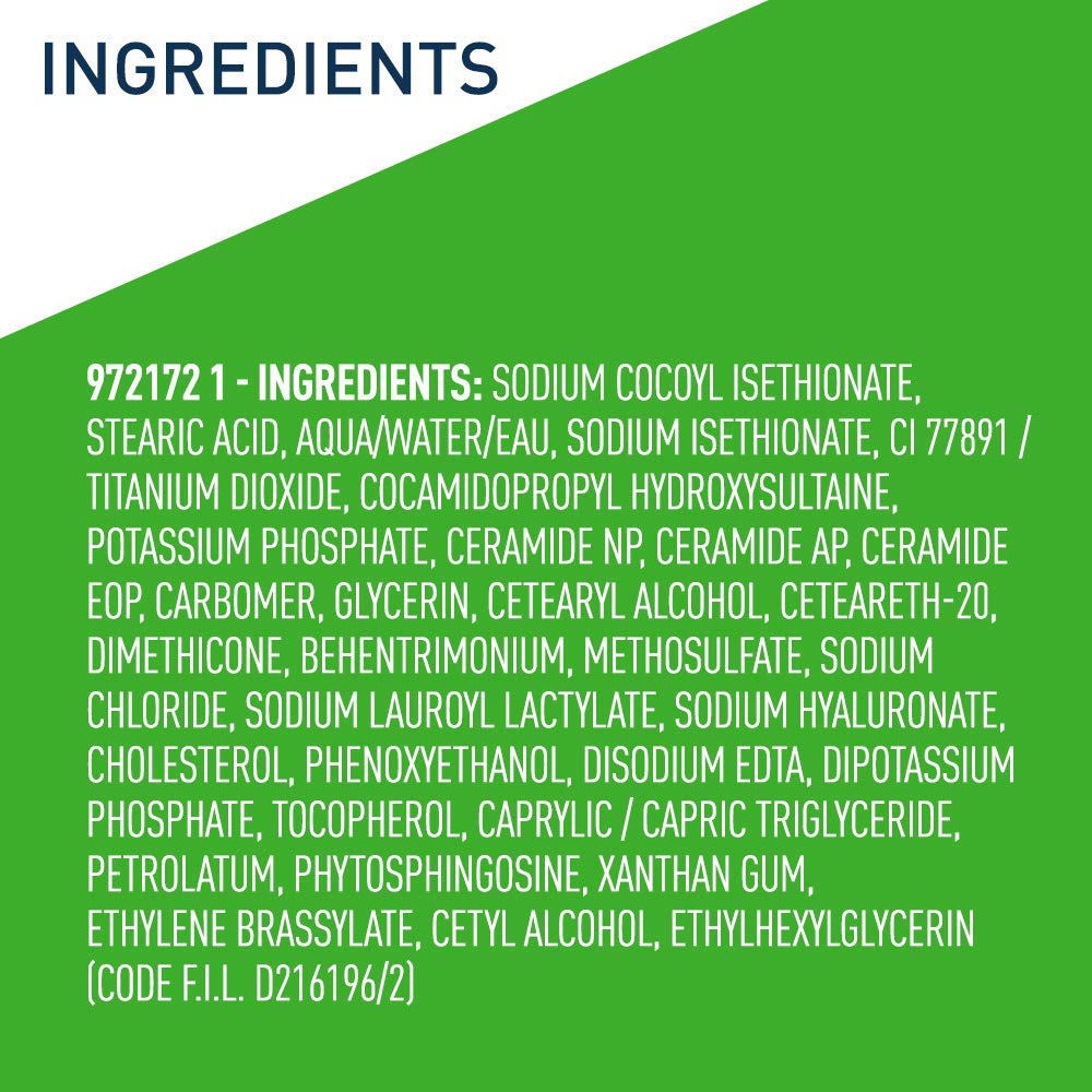 CeraVe Hydrating Cleanser Bar with ingredients list