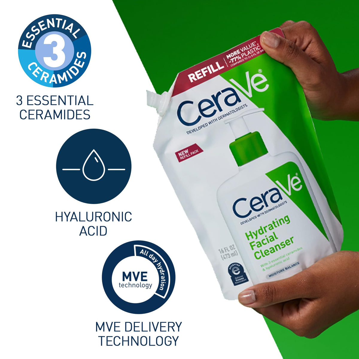 CeraVe Hydrating Cleanser ingredients list on packaging