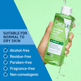 CeraVe Hydrating Micellar Water 13oz with makeup removal process