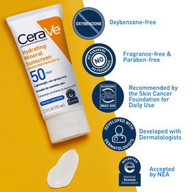 CeraVe Hydrating Mineral Sunscreen SPF 50 2.5oz side view