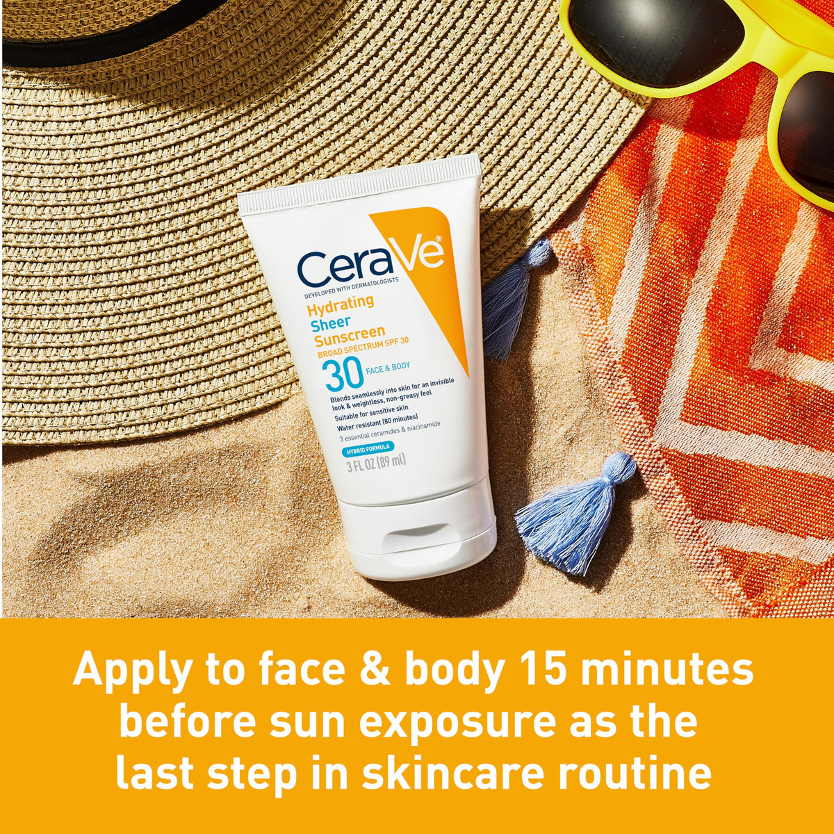 CeraVe Hydrating Sheer Sunscreen SPF 30 texture on hand