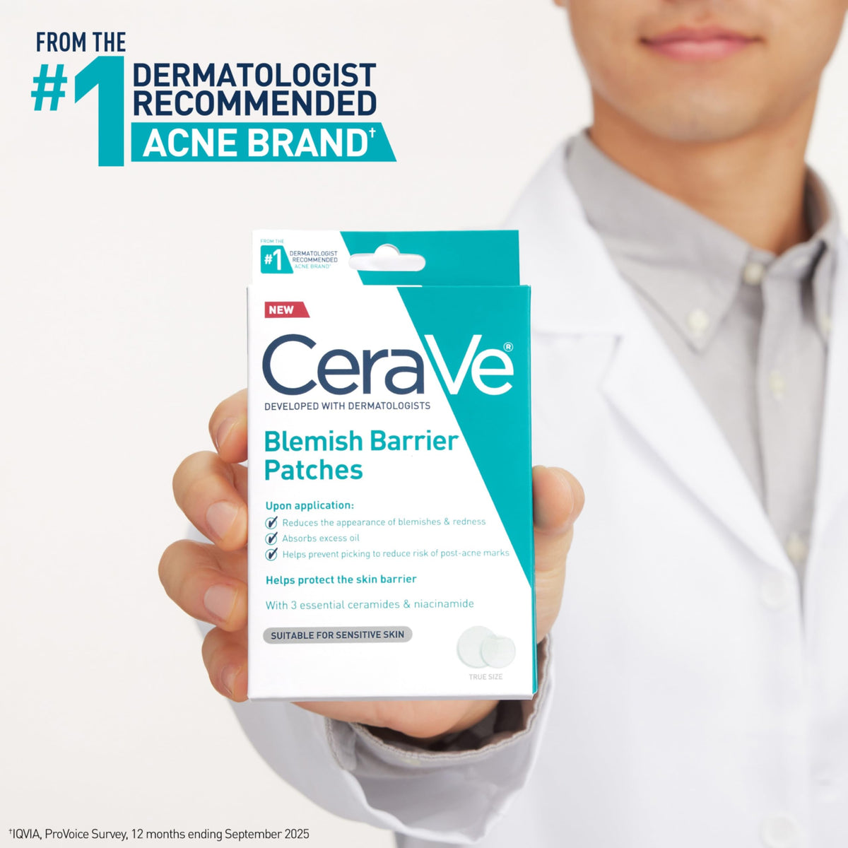 CeraVe Hydrocolloid Patches displayed on a bathroom counter