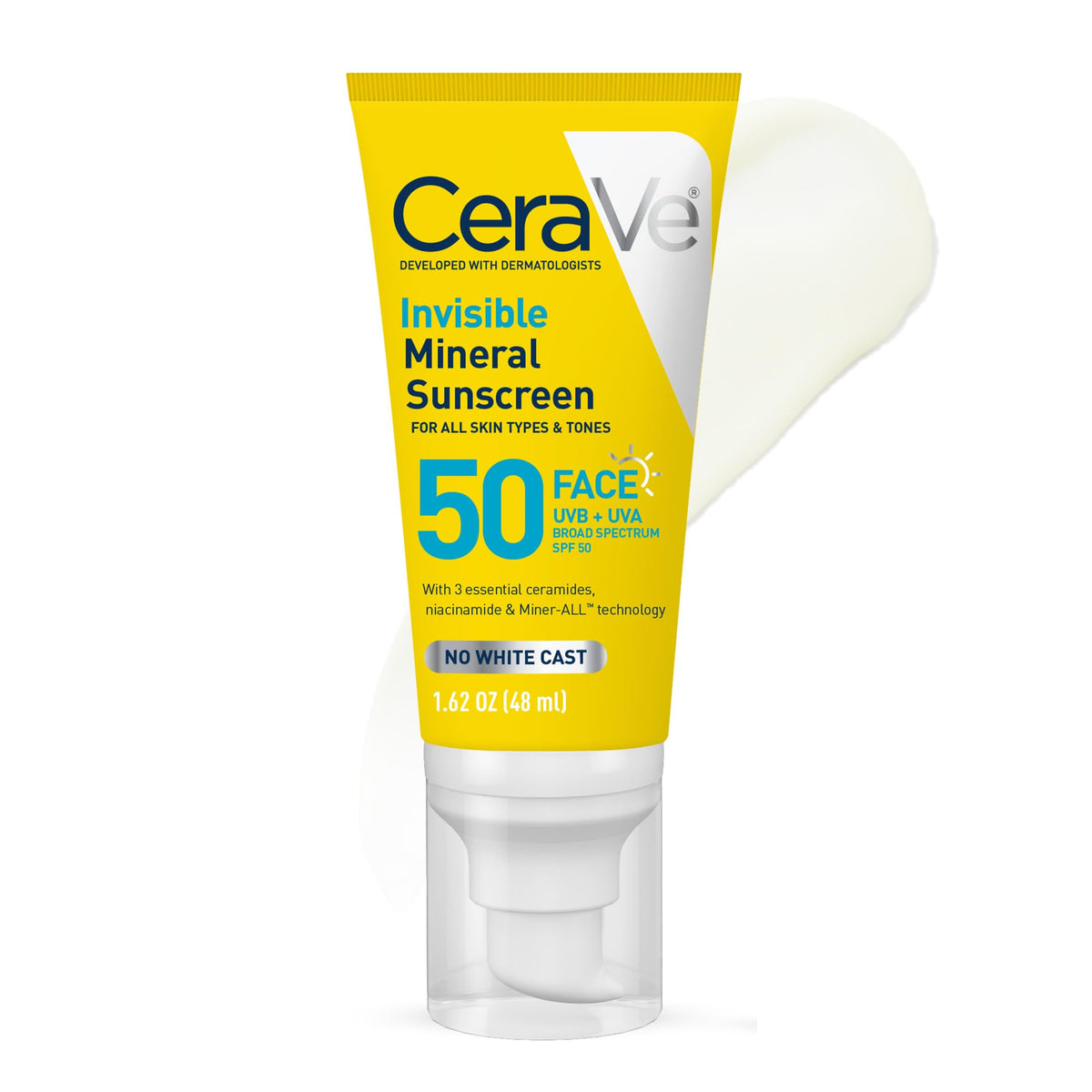 CeraVe Invisible Mineral Sunscreen SPF 50 front view packaging