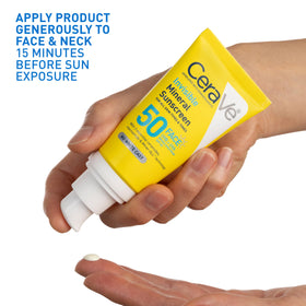 CeraVe Invisible Mineral Sunscreen SPF 50 travel size in hand