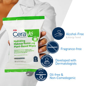 CeraVe Makeup Remover Wipes with visible makeup residue removal