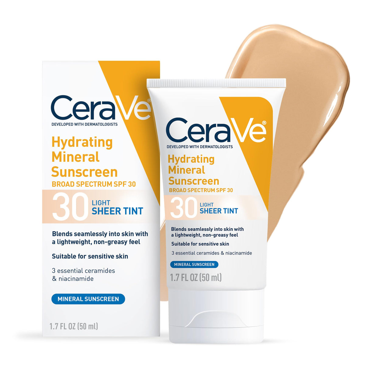 CeraVe Tinted Sunscreen for Face, Light shade front view