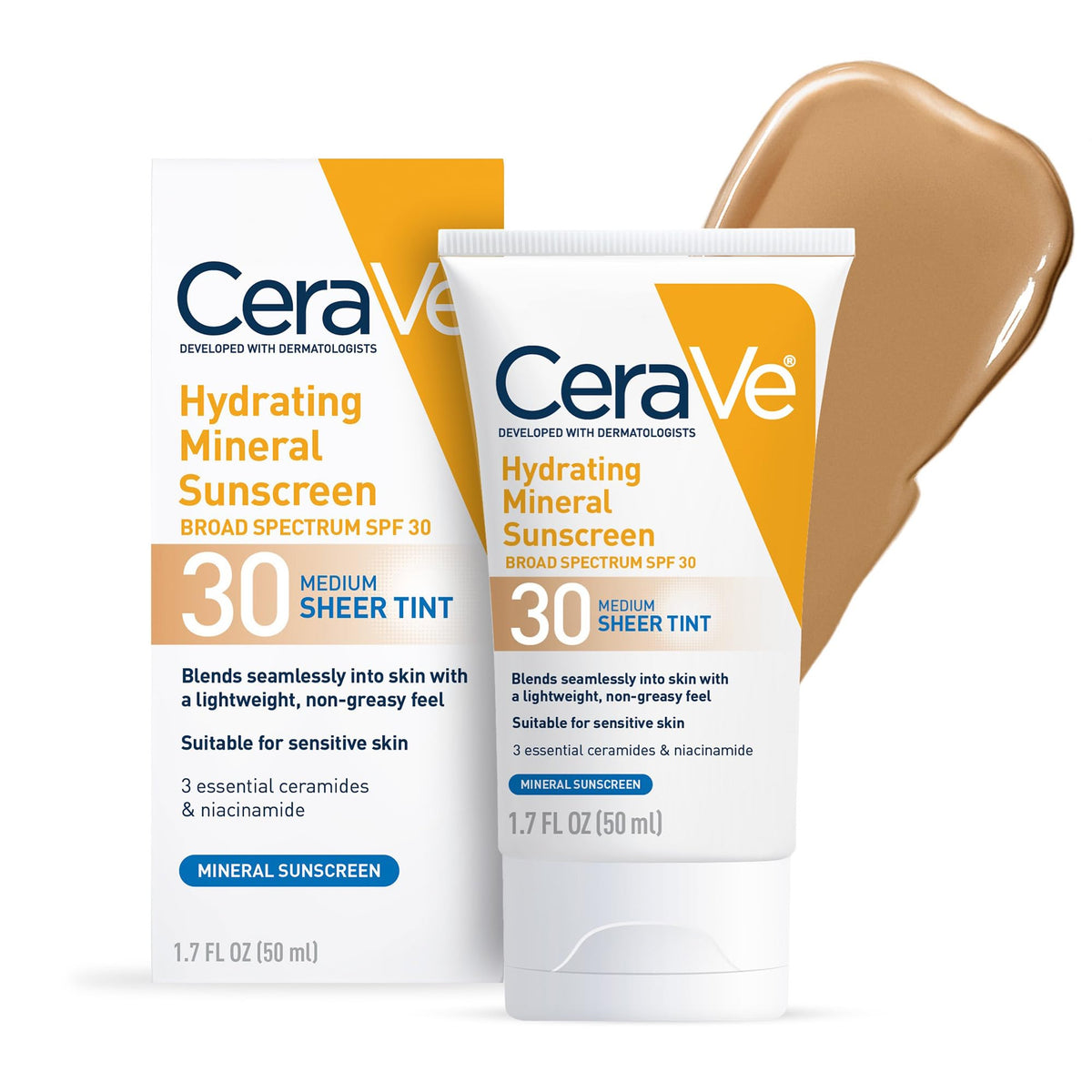 CeraVe Tinted Sunscreen for Face SPF 30 in Medium shade front view