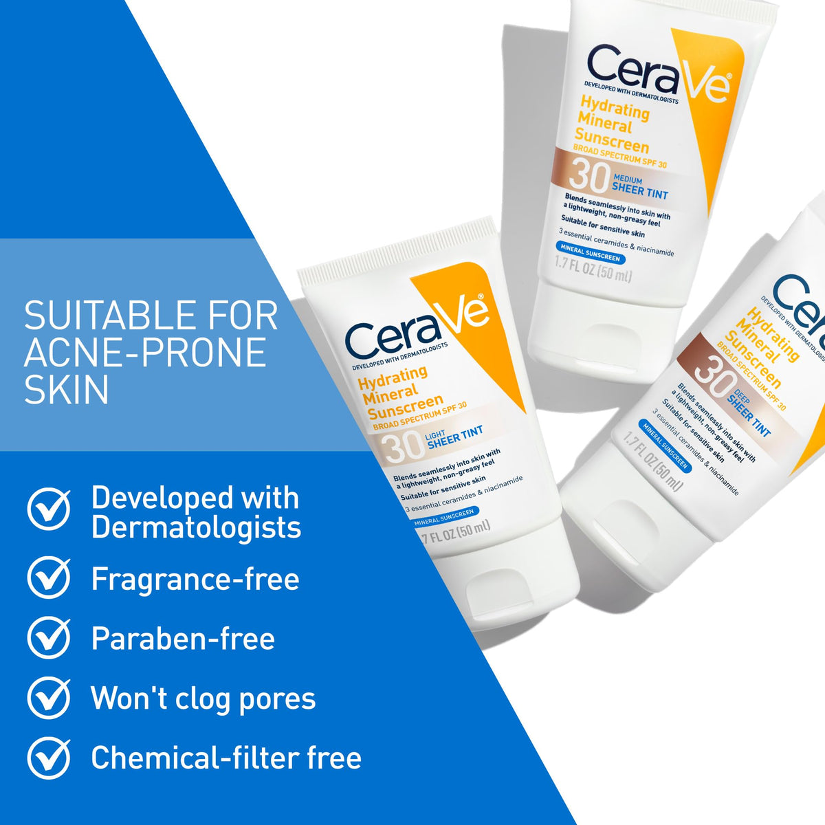 CeraVe Tinted Sunscreen SPF 30 Deep Shade texture close-up