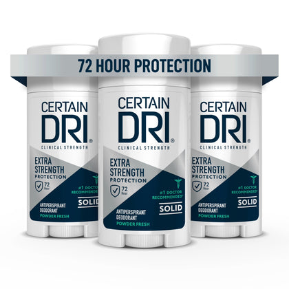 Certain Dri Extra Strength Clinical Antiperspirant front view, 1.7 oz stick