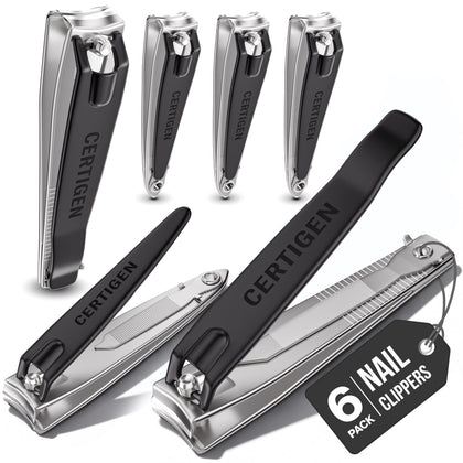 CERTIGEN Nail Clippers Set 6-Pack front view with all clippers displayed