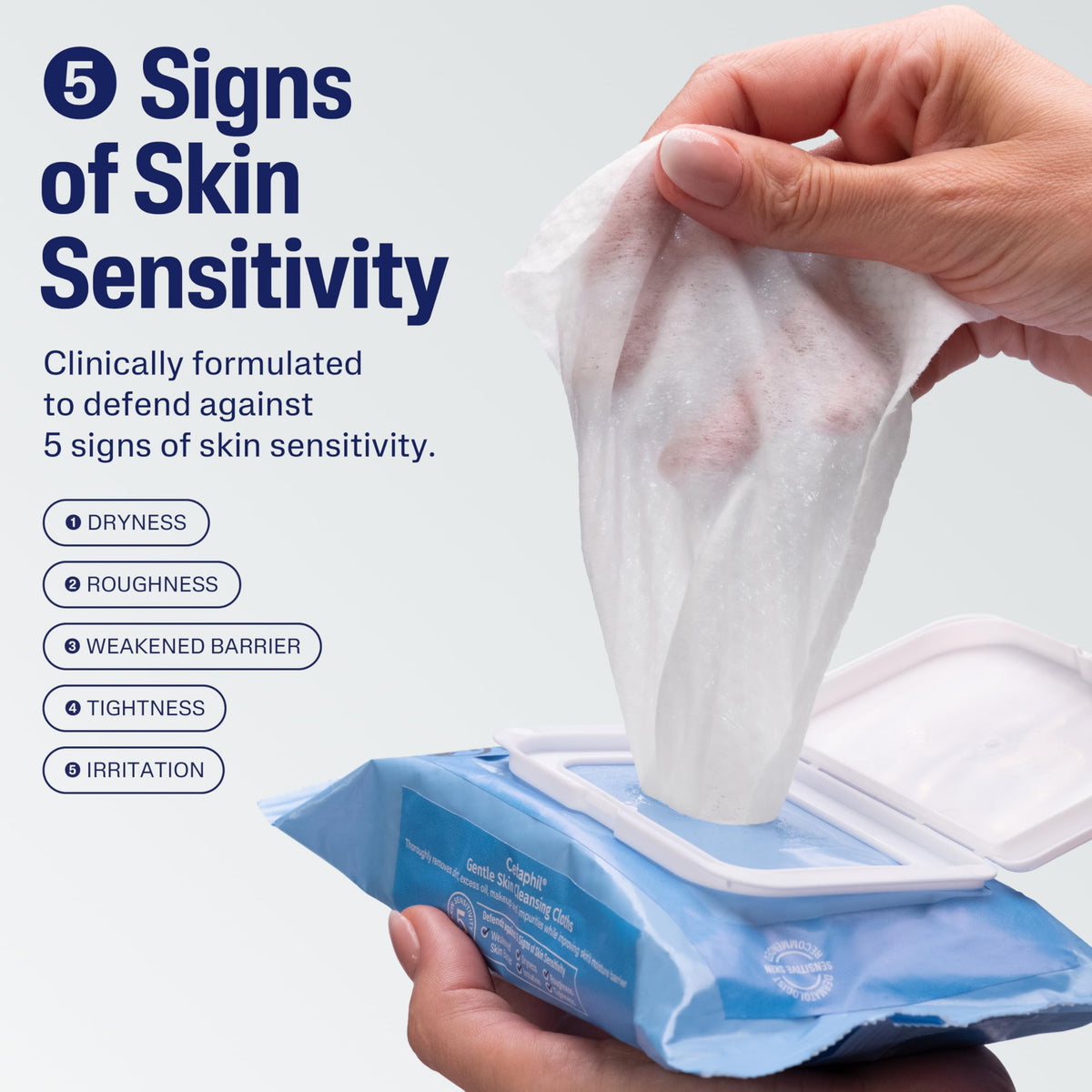 Cetaphil Cleansing Wipes showing a single wipe