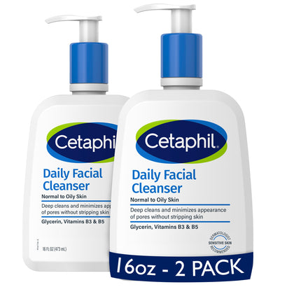 Cetaphil Daily Facial Cleanser front view, 16 fl oz bottle