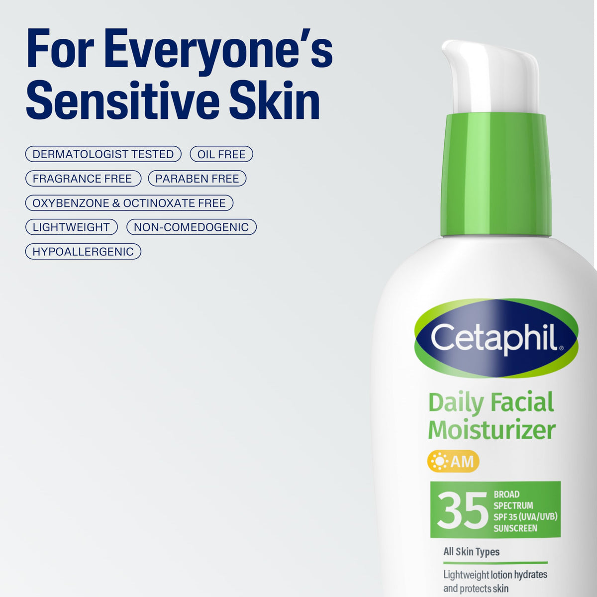 Cetaphil Daily Facial Moisturizer SPF 35 applied on skin
