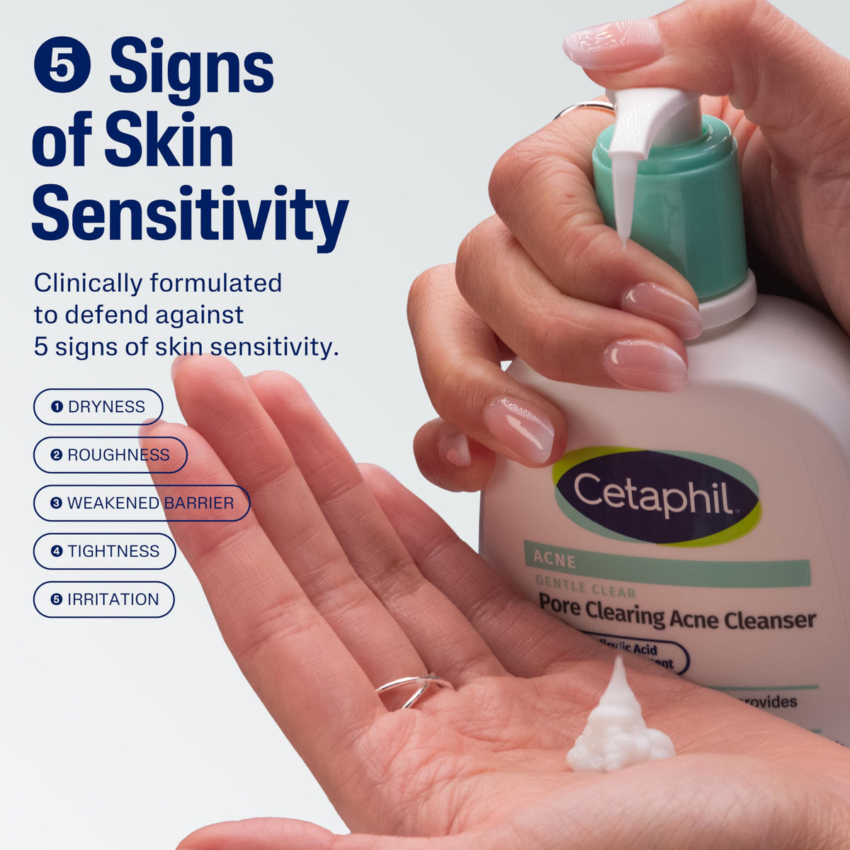 Cetaphil Gentle Clear Acne Foaming Face Wash side view with label