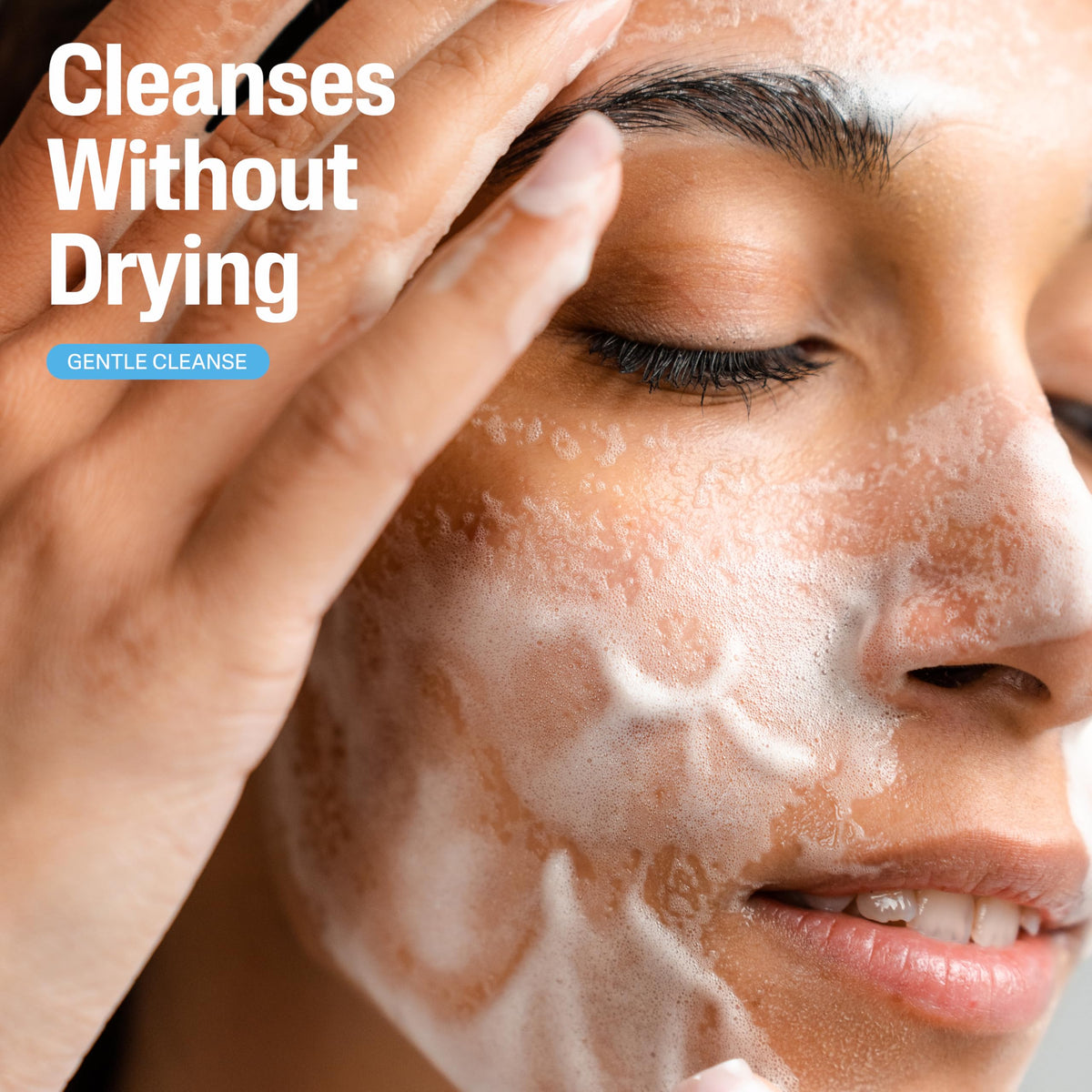 Cetaphil Gentle Foaming Cleanser being applied to hands