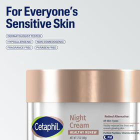 Cetaphil Healthy Renew Night Face Cream on a bedside table