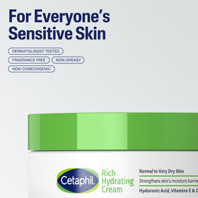 Cetaphil Rich Hydrating Night Face Cream on a bathroom counter