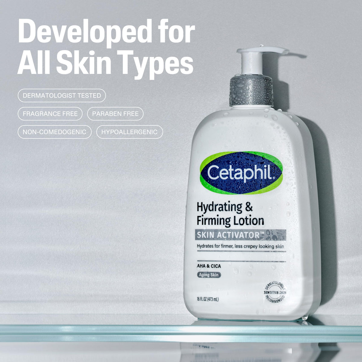 Cetaphil Skin Activator Firming Body Lotion back view with ingredient list