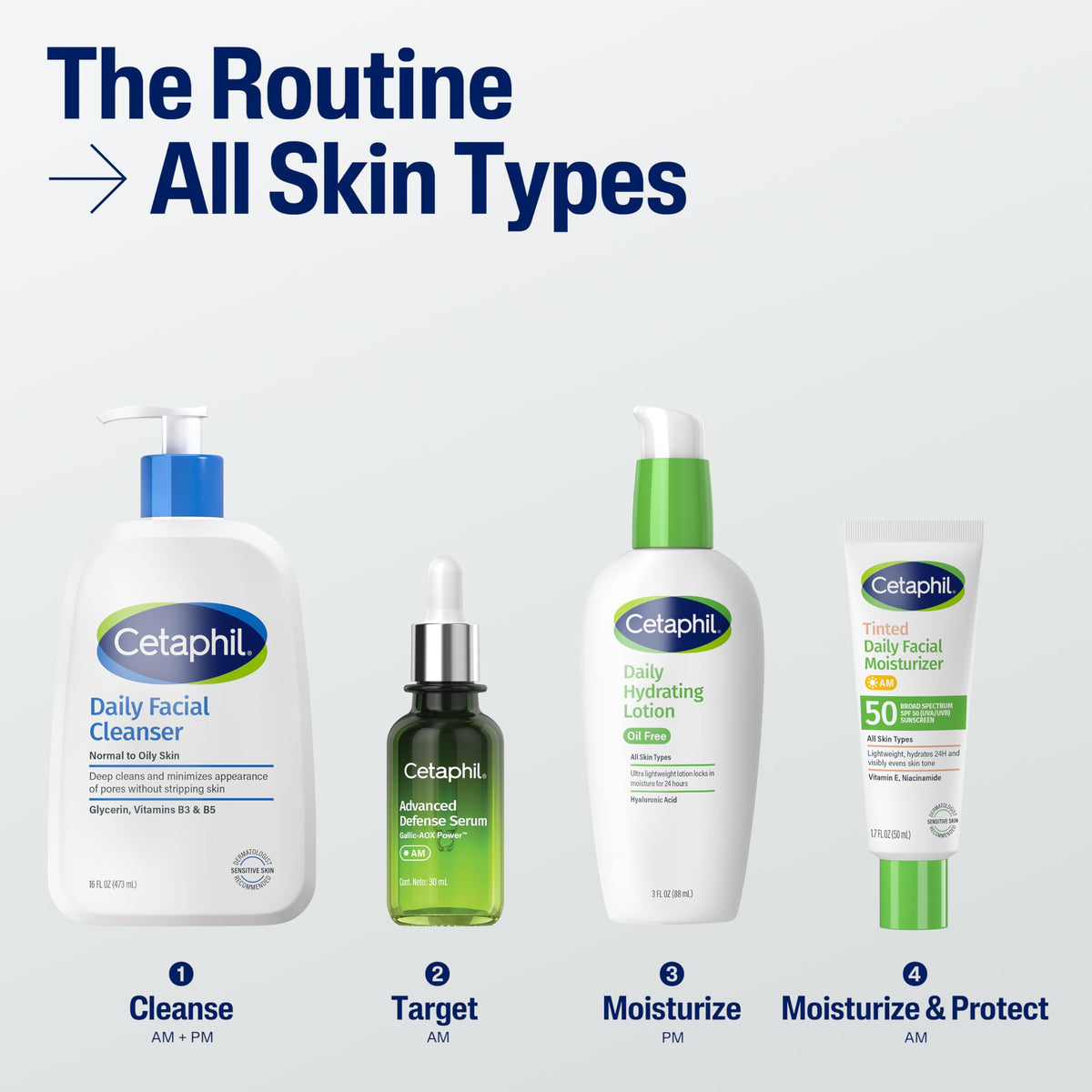 Cetaphil Tinted Facial Moisturizer SPF 50 in hand with natural light