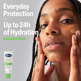 Cetaphil Tinted Facial Moisturizer SPF 50 side view showing texture