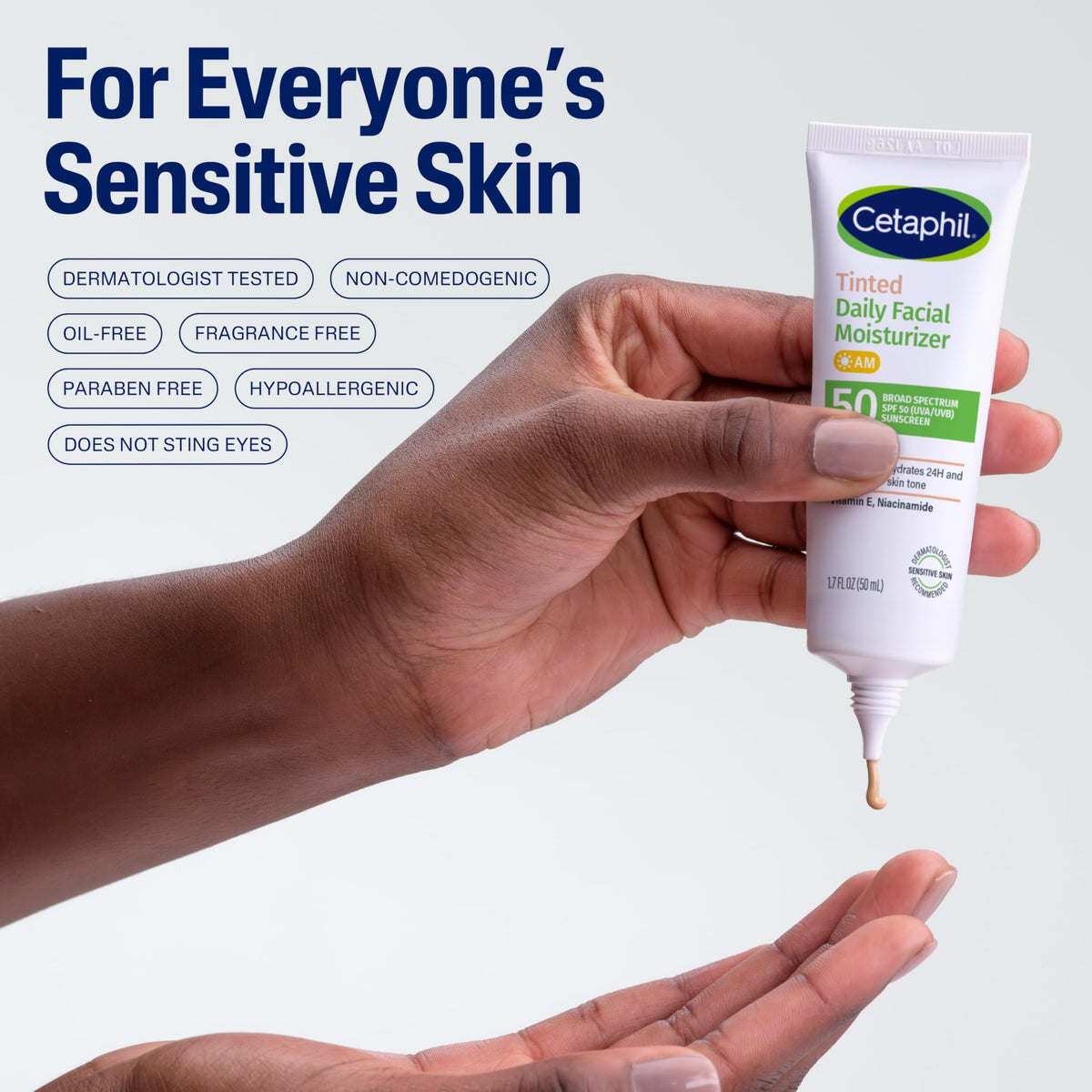 Cetaphil Tinted Facial Moisturizer SPF 50 travel size tube