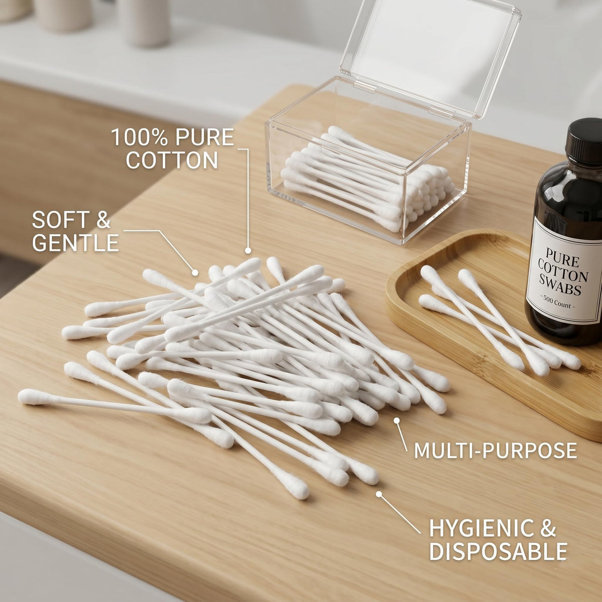 CGR cotton swabs showing pure cotton double-tipped ends