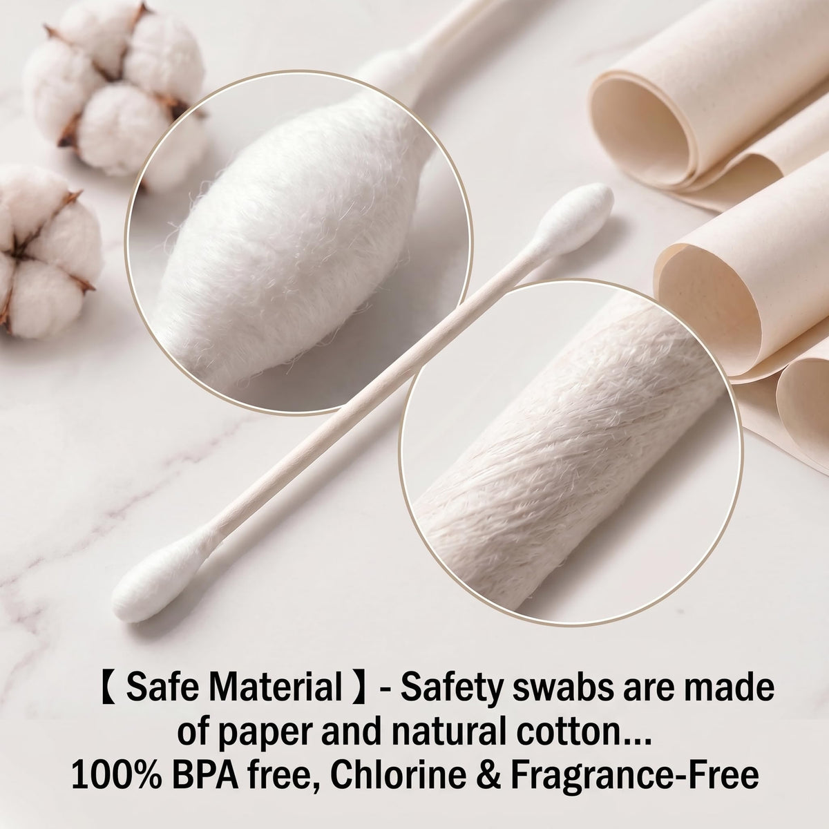 CGR eco-friendly cotton swabs with biodegradable paper sticks