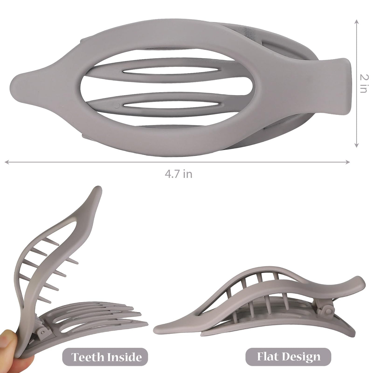 CHANDAT Flat Hair Clip in brown grey with packaging