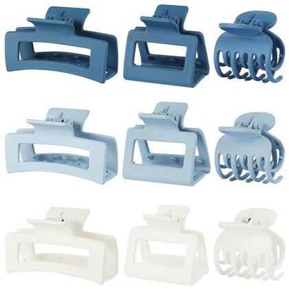 CHANDAT Hair Claw Clips Set with 9 pieces in blue