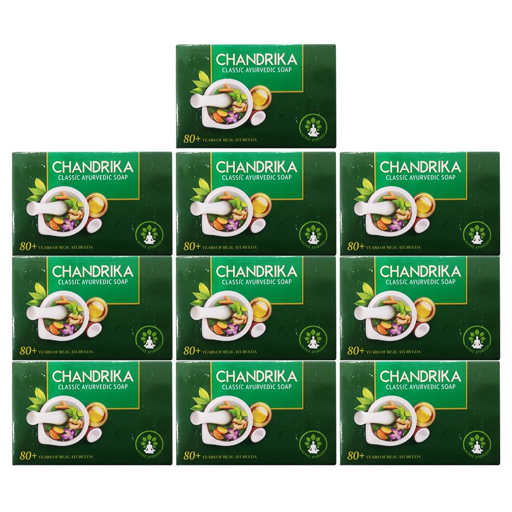 Chandrika Ayurvedic Herbal Soap front view, 2.64 Oz