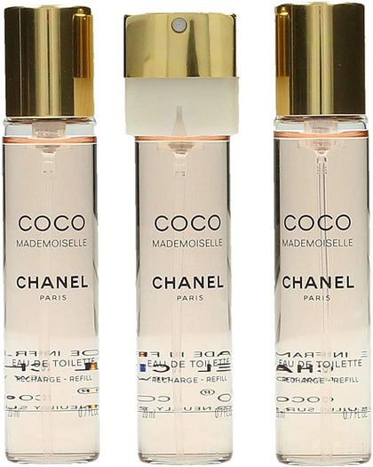 CHANEL Coco Mademoiselle Twist & Spray Eau De Toilette Refill 3x20ml packaging front view