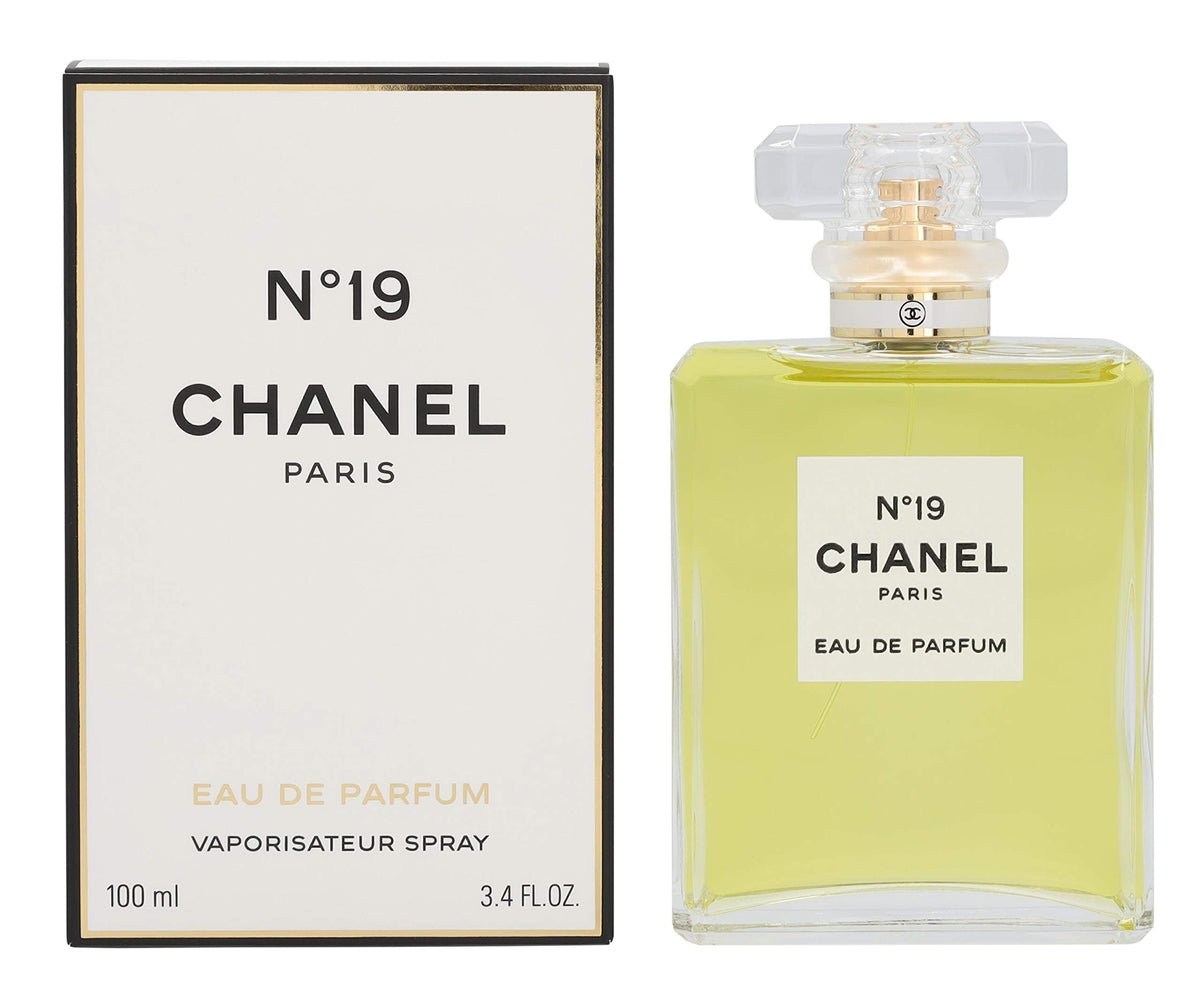 CHANEL No. 19 Eau De Parfum Spray 3.4 Ounce bottle close-up