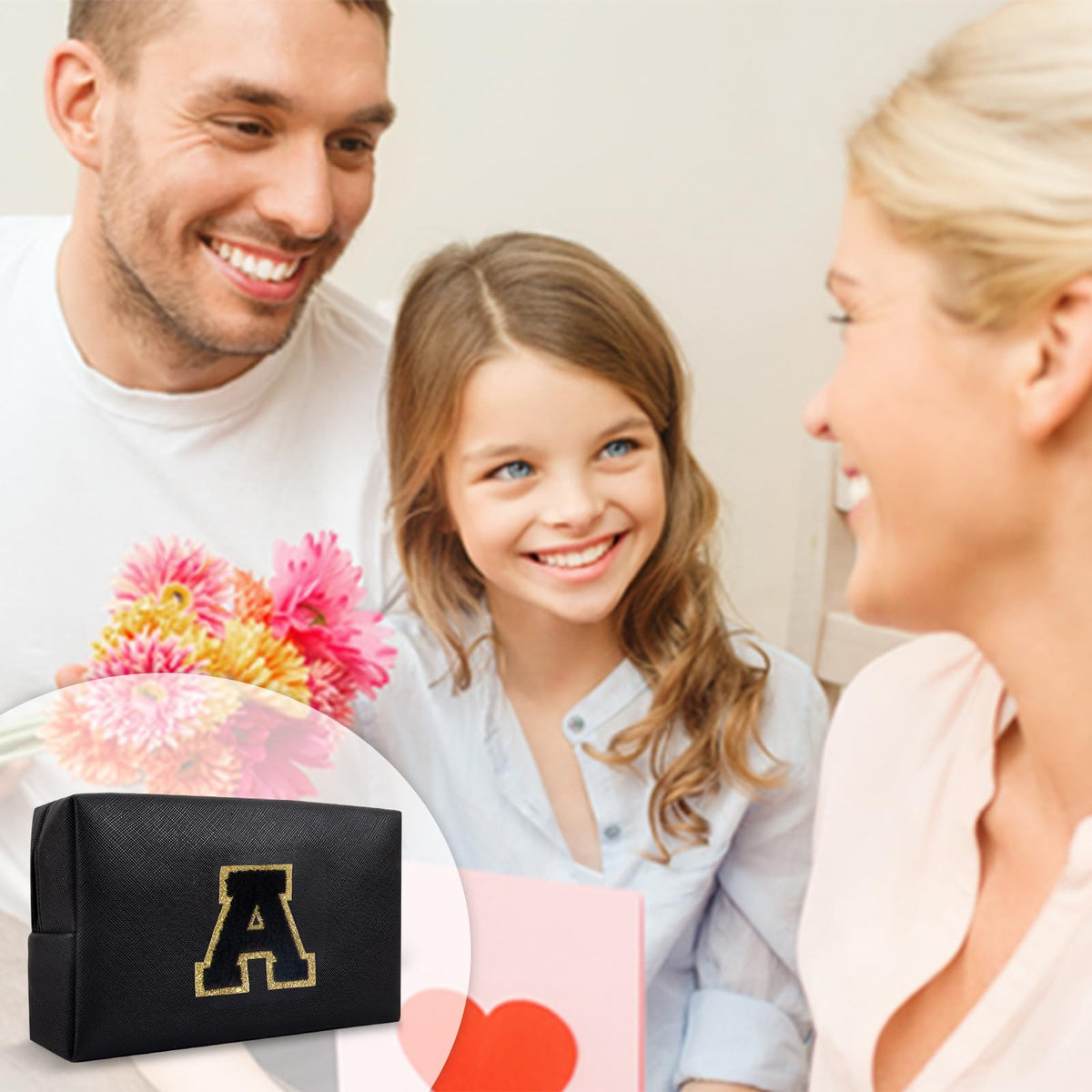 ChaoGreat black makeup bag side view with zipper