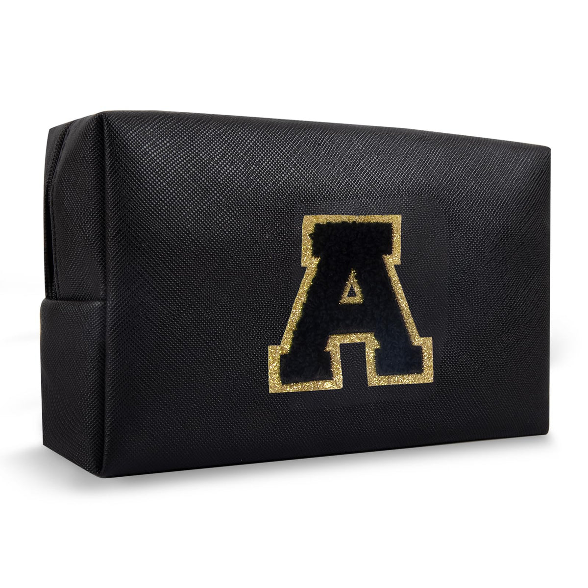 ChaoGreat black personalised initial A-Z makeup bag front view