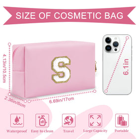 ChaoGreat Initial Makeup Bag side view showing zipper detail