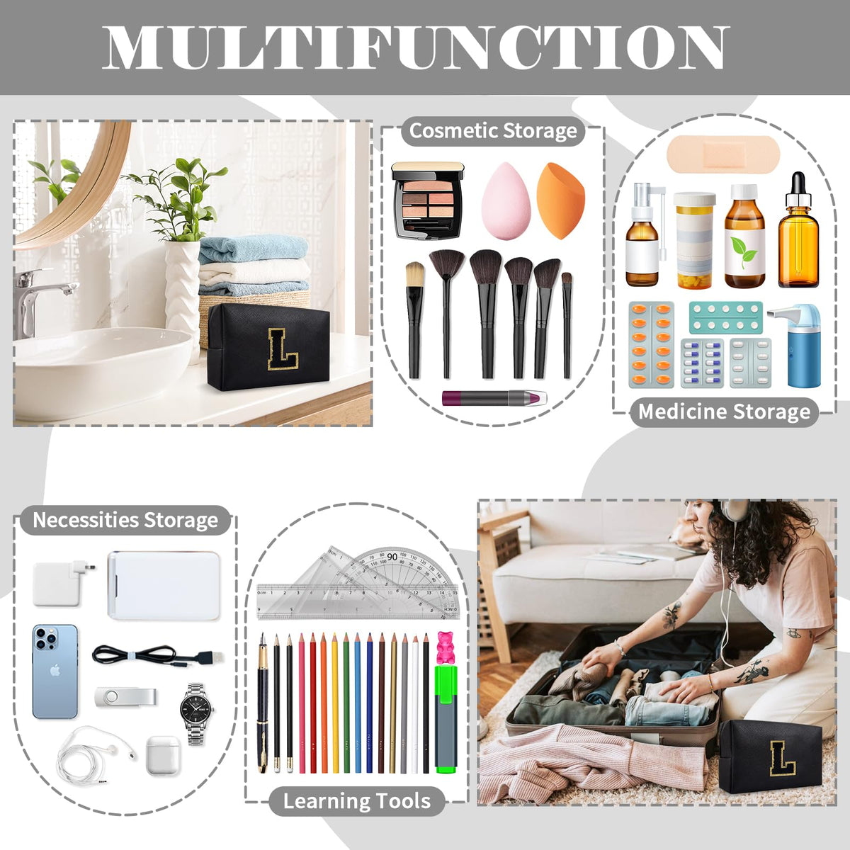 ChaoGreat makeup bag displayed with travel essentials