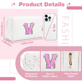 ChaoGreat makeup bag showcasing A-Z letter patch and sequins
