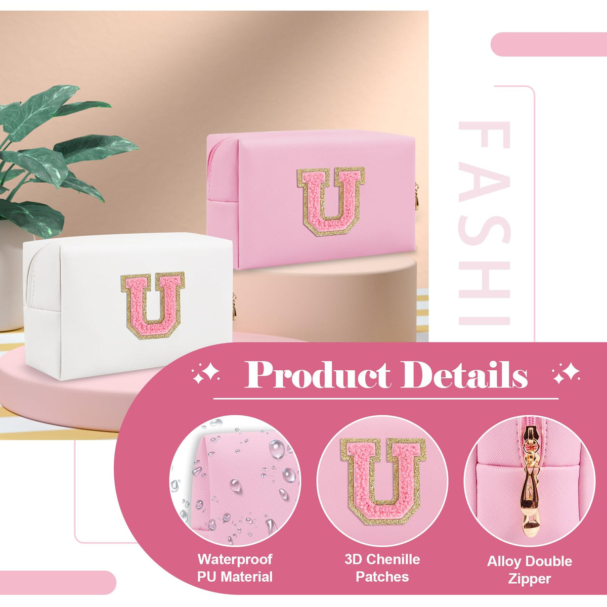 ChaoGreat makeup bag showing double zipper detail