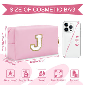 ChaoGreat makeup bag showing golden glittering chenille patch detail
