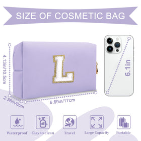 ChaoGreat makeup bag showing the golden glittering chenille patch