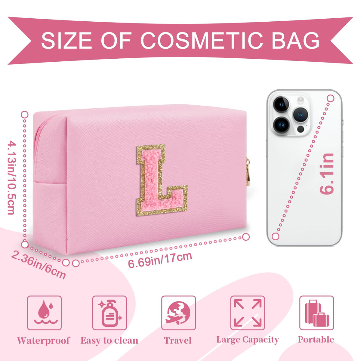 ChaoGreat makeup bag showing the initial letter design on the front