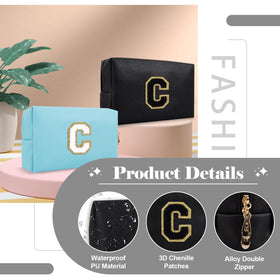 ChaoGreat makeup bag with initial C in glitter on the front