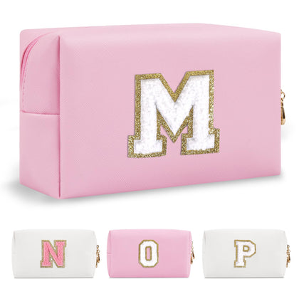 ChaoGreat Personalised Initial Makeup Bag in pink with letter M