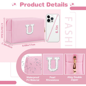 ChaoGreat Personalised Initial Makeup Bag side view showing zipper