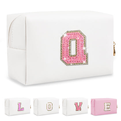 ChaoGreat personalised makeup bag with glitter initials front view