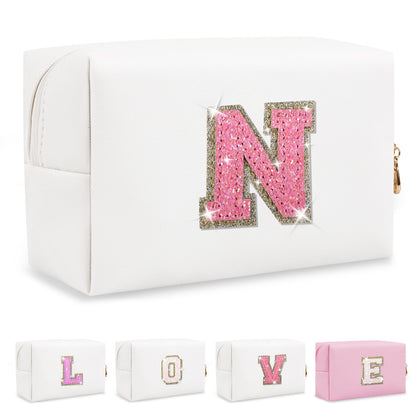 ChaoGreat personalised makeup bag with glitter initials front view