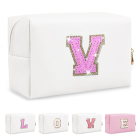 ChaoGreat personalised makeup bag with glitter initials front view