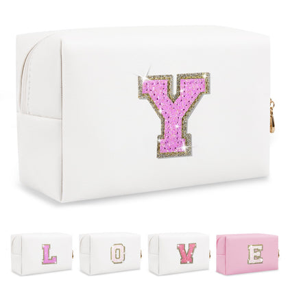 ChaoGreat personalised makeup bag with glitter initials, front view