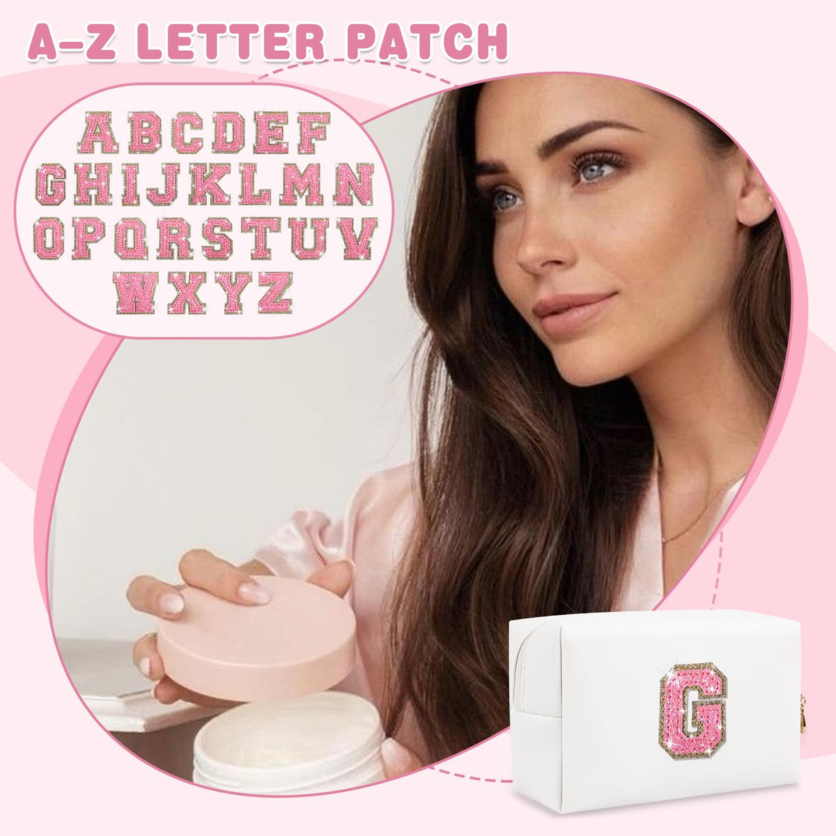 ChaoGreat Personalised Makeup Bag with initials close-up