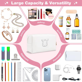 ChaoGreat Personalized Initial Makeup Bag folded for travel